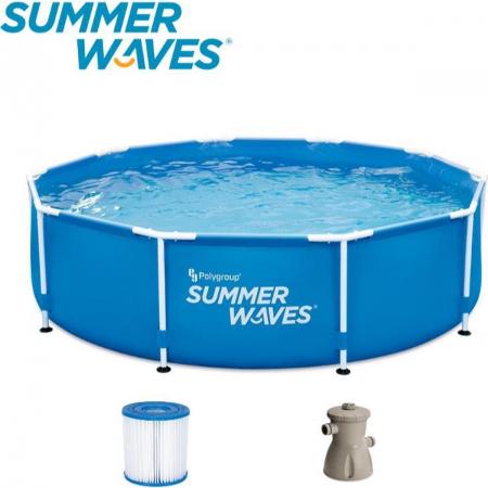Summer Waves Frame Zwembad | Ø 366 cm x 76 xm | Inclusief Filterpomp | Blauw